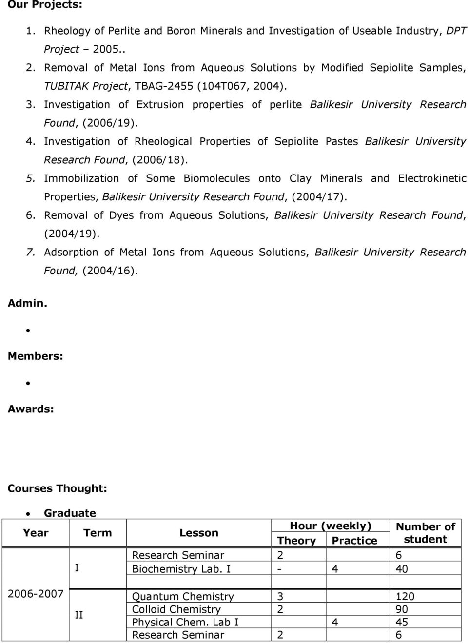 Investigation of Extrusion properties of perlite Balikesir University Research Found, (2006/19). 4.