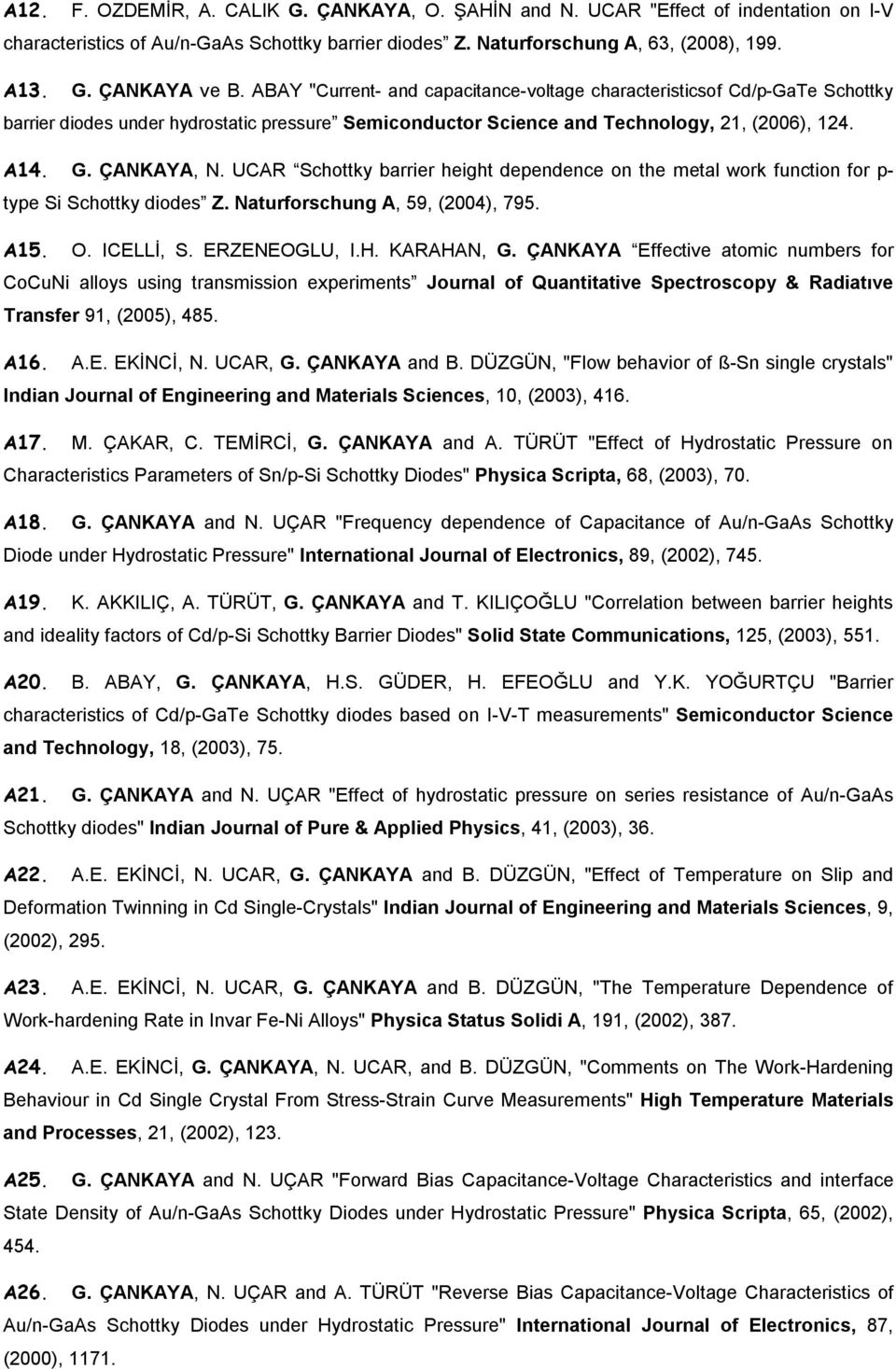 UCAR Schottky barrier height dependence on the metal work function for p- type Si Schottky diodes Z. Naturforschung A, 59, (2004), 795. A15. O. ICELLİ, S. ERZENEOGLU, I.H. KARAHAN, G.