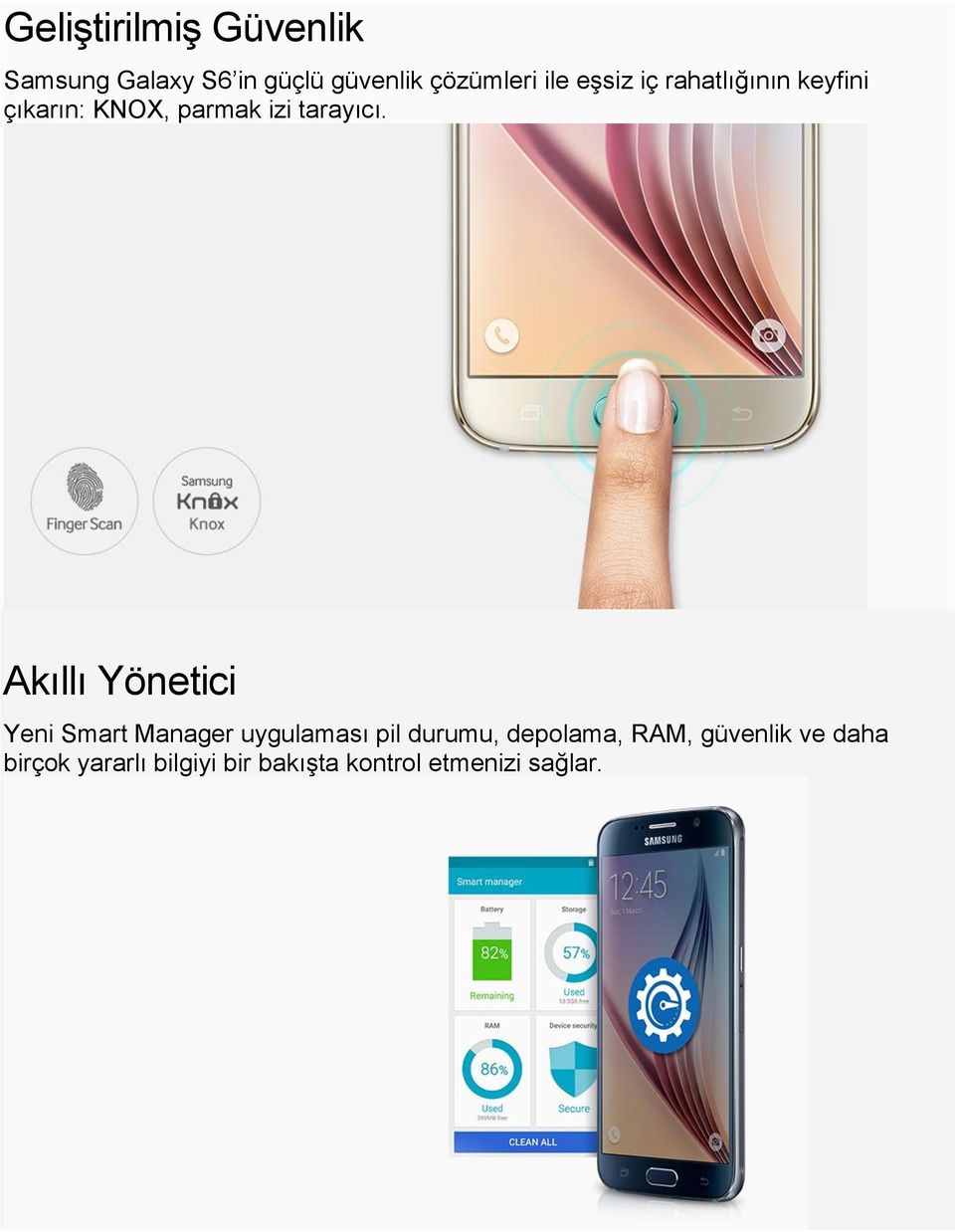 Akıllı Yönetici Yeni Smart Manager uygulaması pil durumu, depolama,