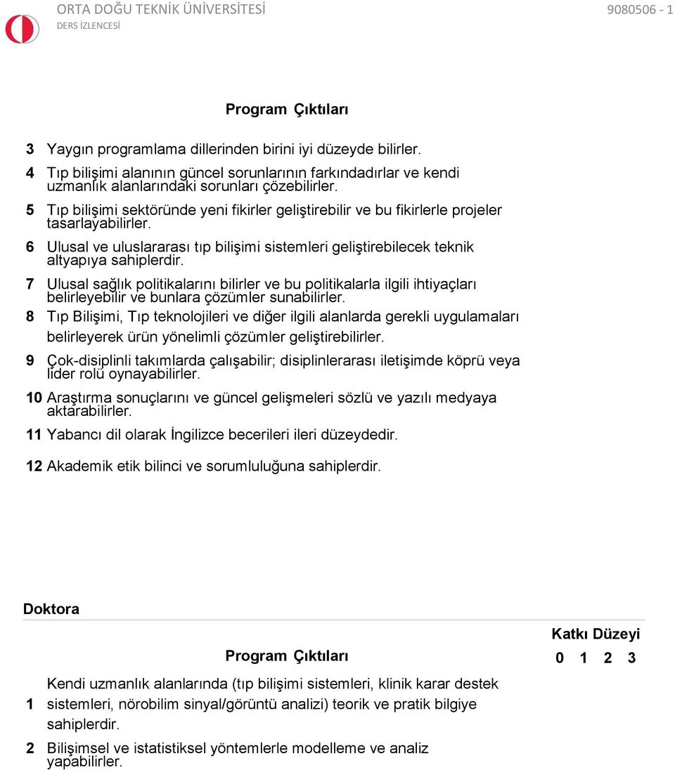 7 Ulusal sağlık politikalarını bilirler ve bu politikalarla ilgili ihtiyaçları belirleyebilir ve bunlara çözümler sunabilirler.