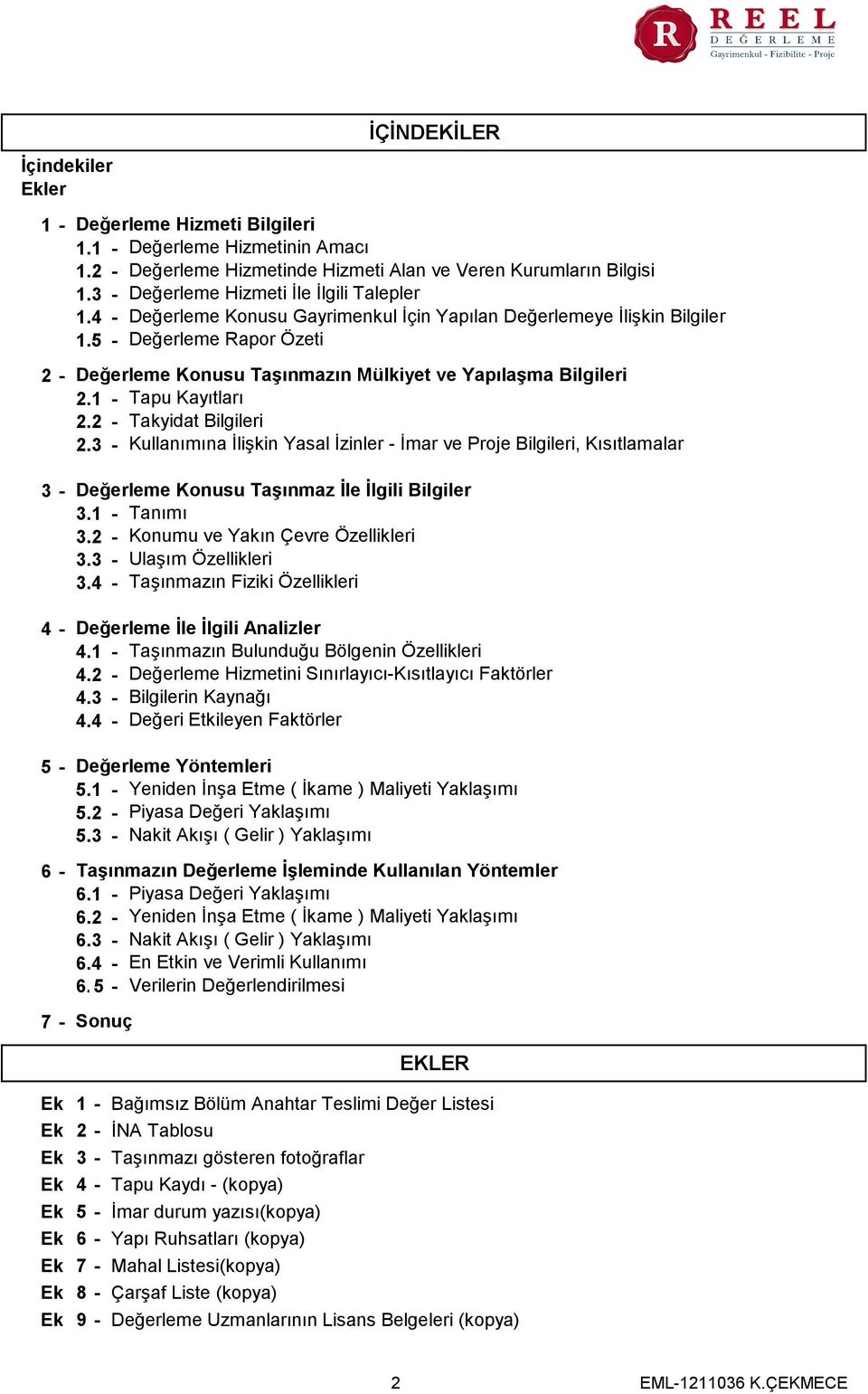 1 - Tapu Kayıtları 2.2 - Takyidat Bilgileri 2.3 - Kullanımına İlişkin Yasal İzinler - İmar ve Proje Bilgileri, Kısıtlamalar 3-4 - 5-6 - 7 - Değerleme Konusu Taşınmaz İle İlgili Bilgiler 3.