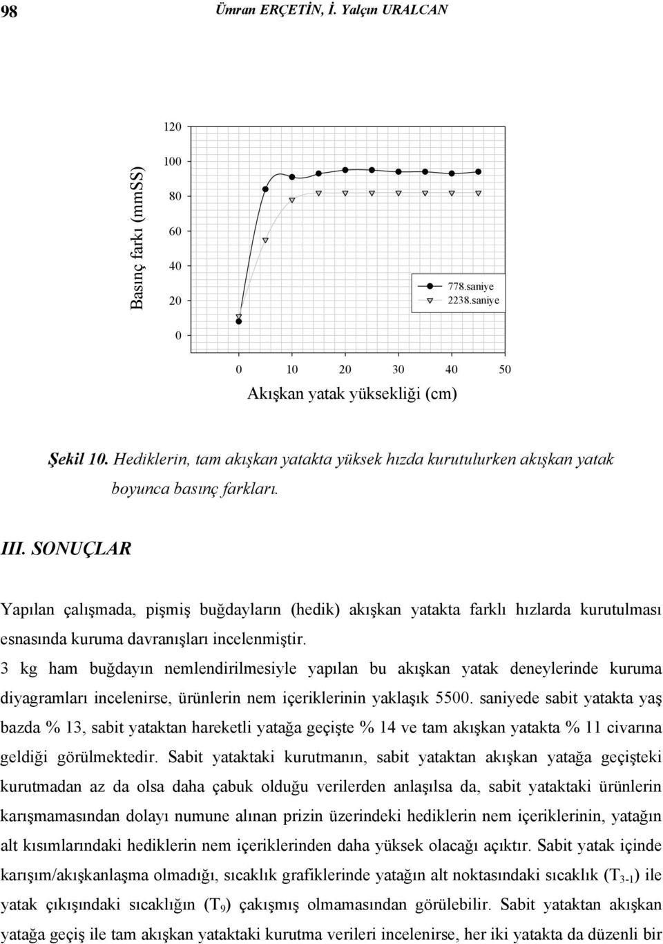 SONUÇLAR Yapılan çalışmada, pişmiş buğdayların (hedik) akışkan yatakta farklı hızlarda kurutulması esnasında kuruma davranışları incelenmiştir.