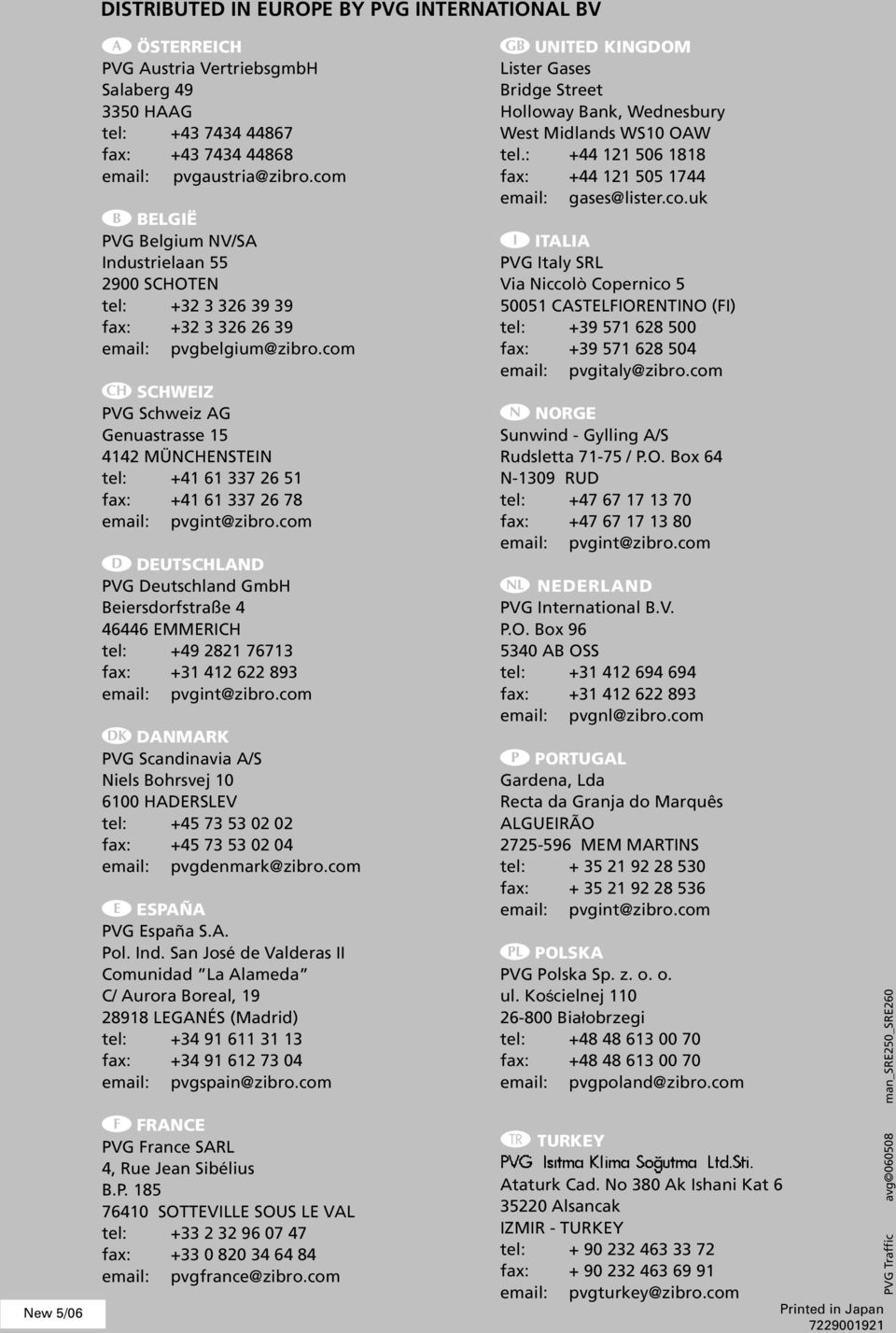 com q SCHWEIZ PVG Schweiz AG Genuastrasse 15 414 MÜNCHENSTEIN tel: +41 61 337 6 51 fax: +41 61 337 6 78 email: pvgint@zibro.