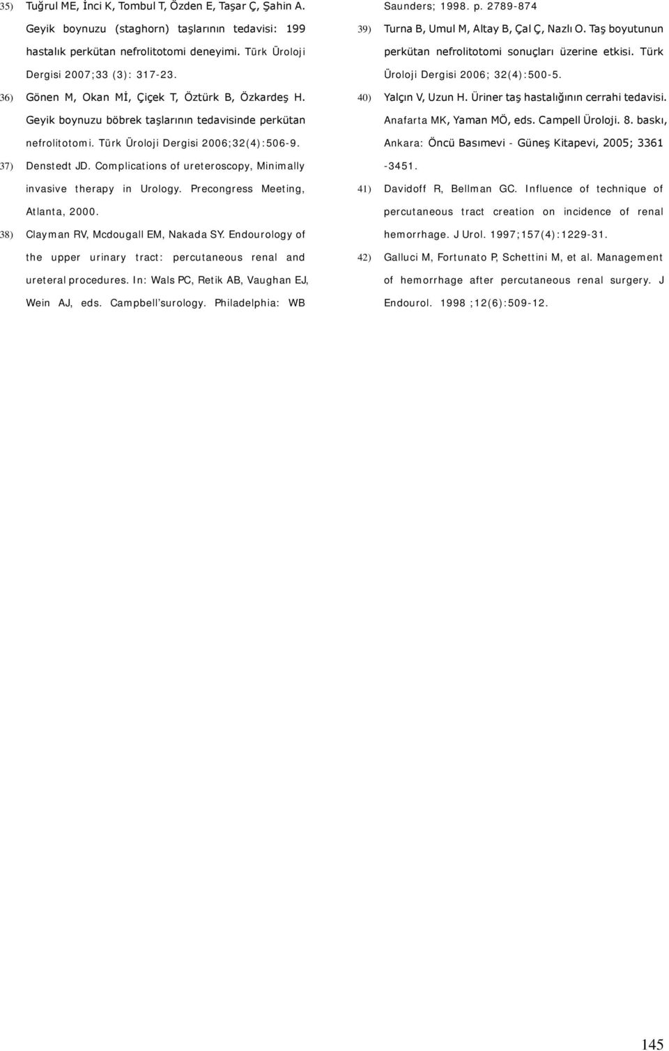 Complications of ureteroscopy, Minimally invasive therapy in Urology. Precongress Meeting, Atlanta, 2000. 38) Clayman RV, Mcdougall EM, Nakada SY.