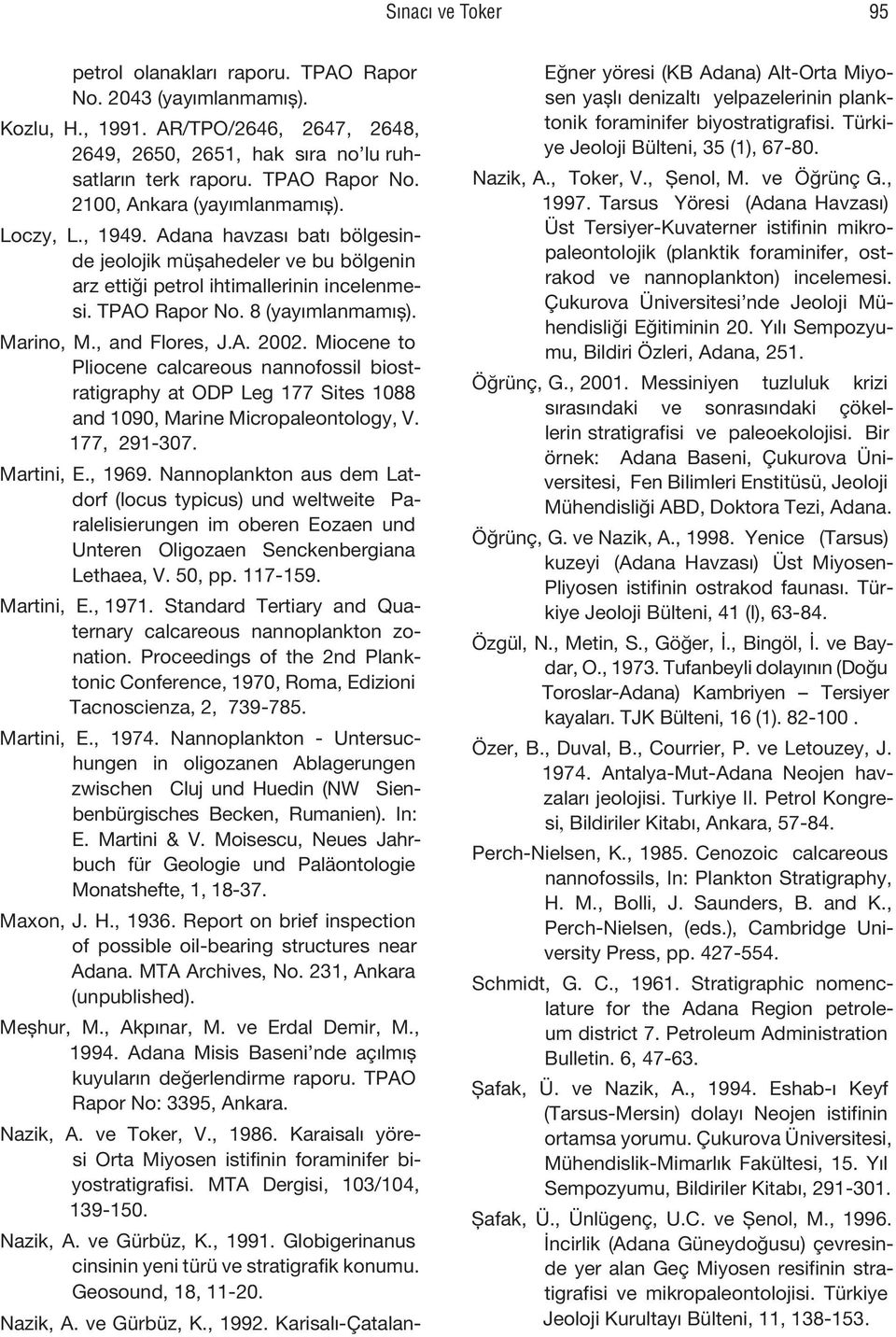 Miocene to Pliocene calcareous nannofossil biostratigraphy at ODP Leg 177 Sites 1088 and 1090, Marine Micropaleontology, V. 177, 291-307. Martini, E., 1969.