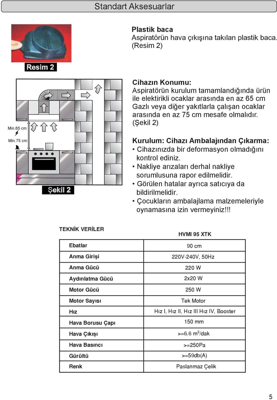 (Şekil 2) Kurulum: Cihazı Ambalajından Çıkarma: Cihazınızda bir deformasyon olmadığını kontrol ediniz. Nakliye arızaları derhal nakliye sorumlusuna rapor edilmelidir.