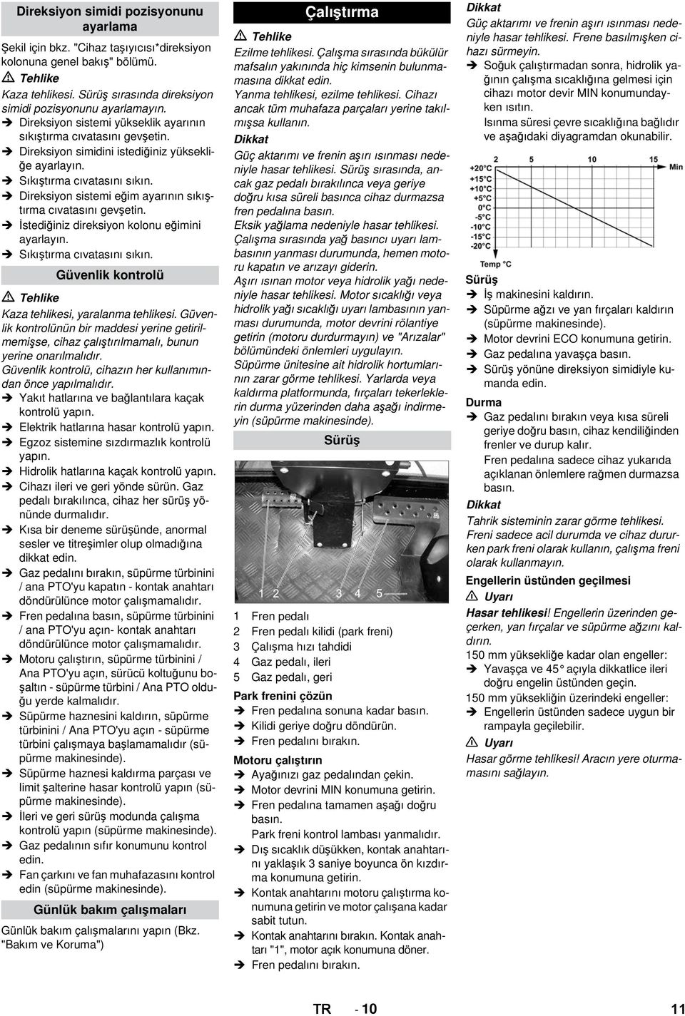 Direksiyon sistemi eğim ayarının sıkıştırma cıvatasını gevşetin. İstediğiniz direksiyon kolonu eğimini ayarlayın. Sıkıştırma cıvatasını sıkın. Güvenlik kontrolü Kaza tehlikesi, yaralanma tehlikesi.