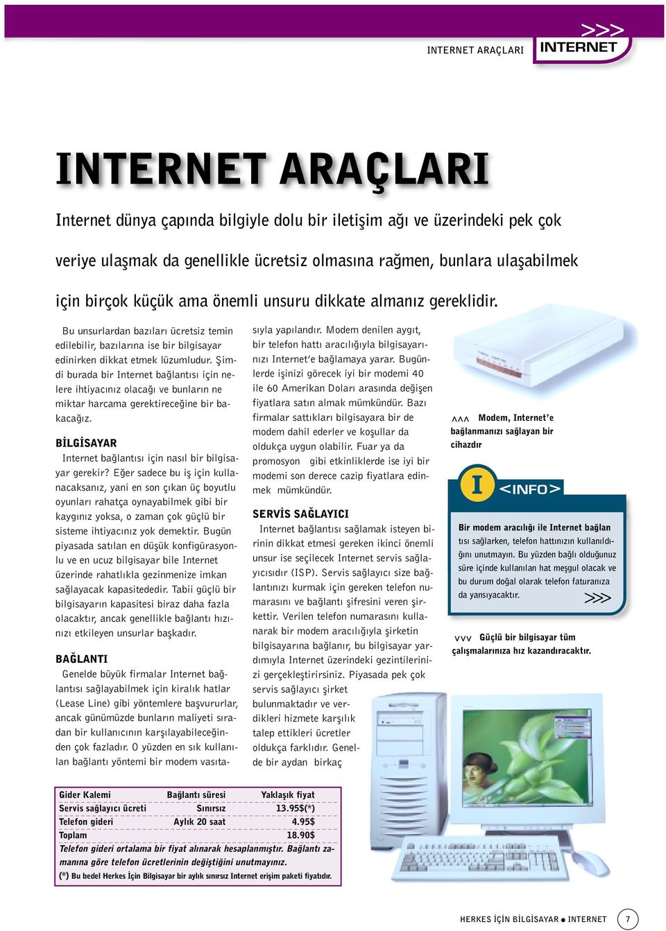 fiimdi burada bir Internet ba lant s için nelere ihtiyac n z olaca ve bunlar n ne miktar harcama gerektirece ine bir bakaca z. B LG SAYAR Internet ba lant s için nas l bir bilgisayar gerekir?