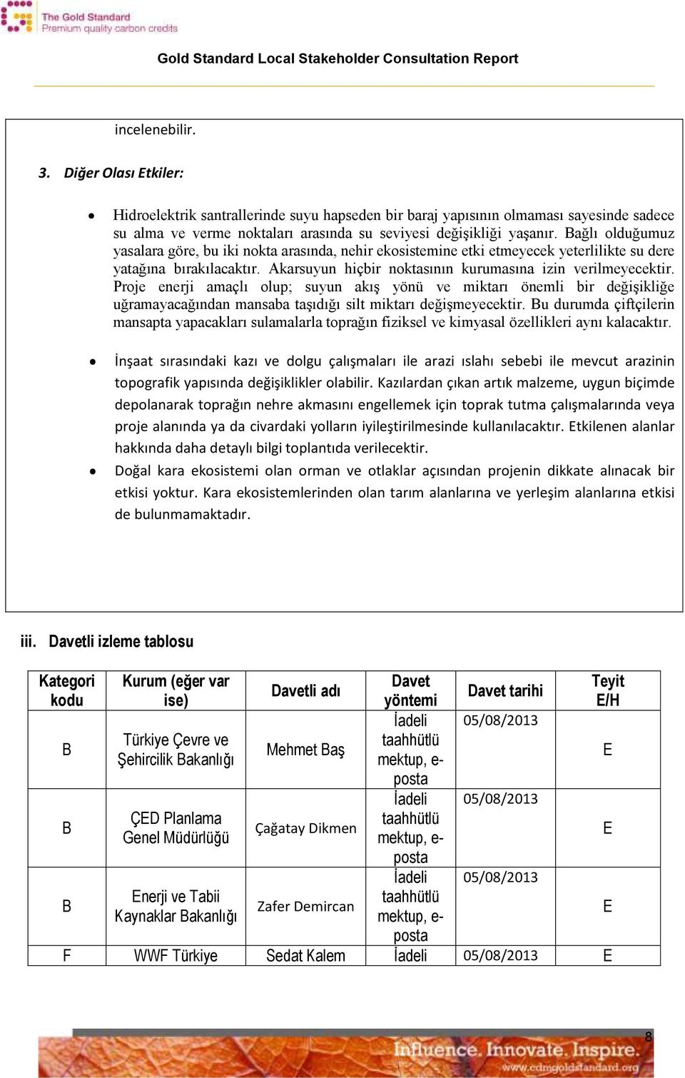 Proje enerji amaçlı olup; suyun akış yönü ve miktarı önemli bir değişikliğe uğramayacağından mansaba taşıdığı silt miktarı değişmeyecektir.