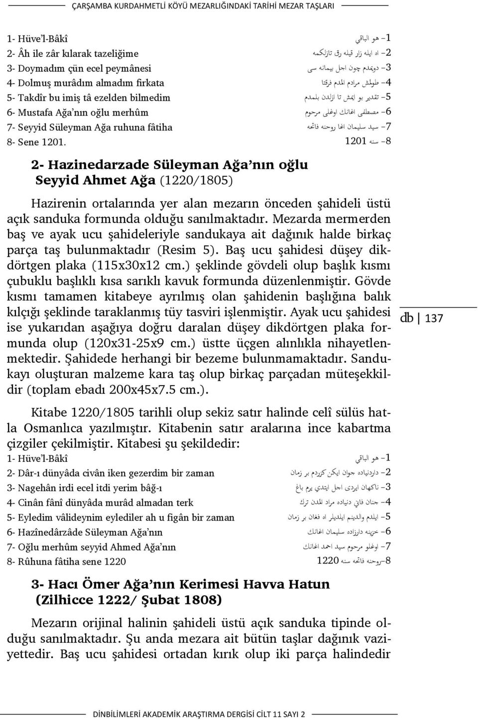 مرحوم 7- Seyyid Süleyman Ağa ruhuna fâtiha -7 سيد سليمان اغا روحنو فاحتو 8- Sene 1201.