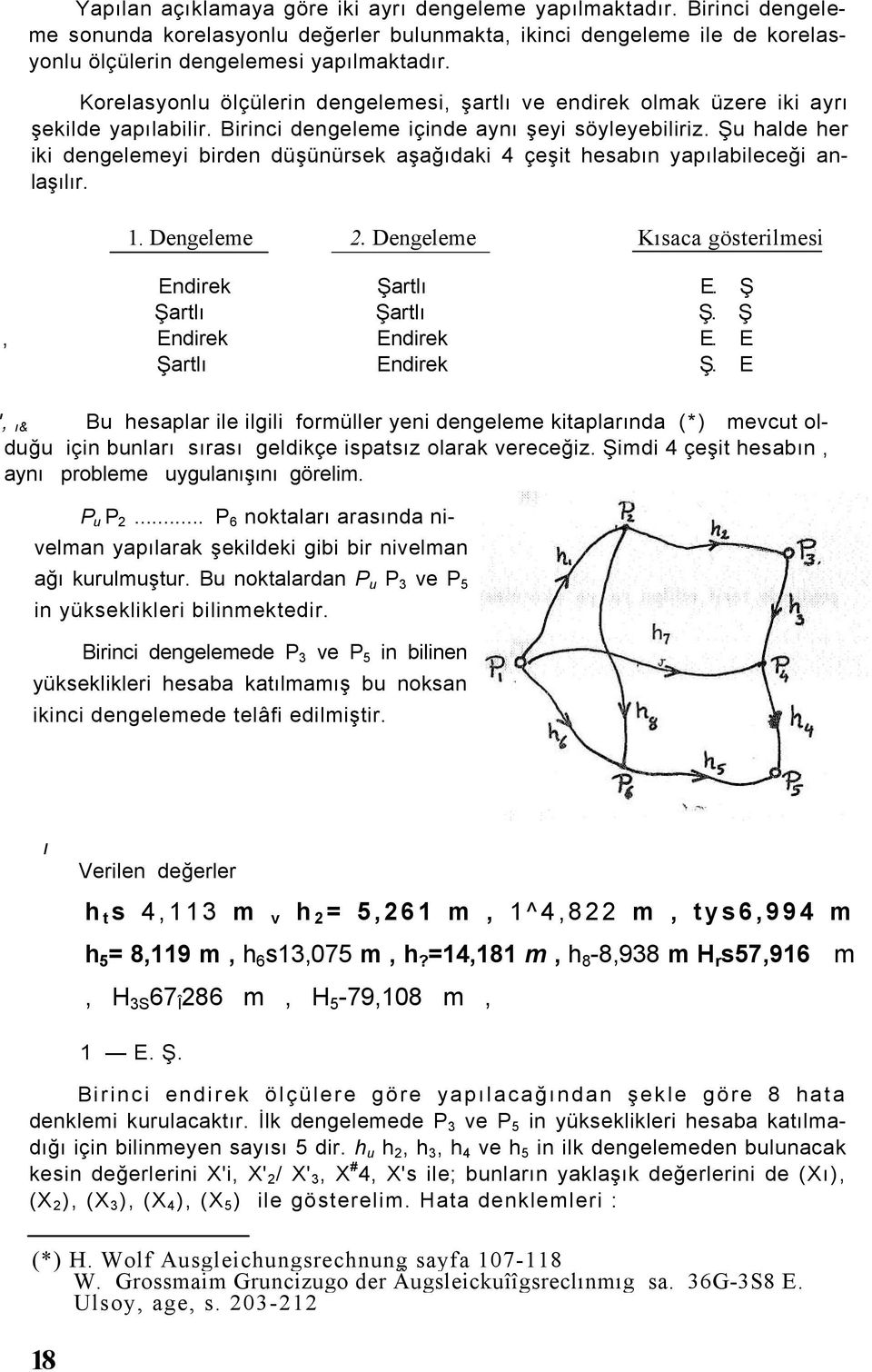 Şu halde her iki dengelemeyi birden düşünürsek aşağıdaki 4 çeşit hesabın yapılabileceği anlaşılır. 1. Dengeleme 2. Dengeleme Kısaca gösterilmesi Endirek Şartlı E. Ş Şartlı Şartlı Ş.