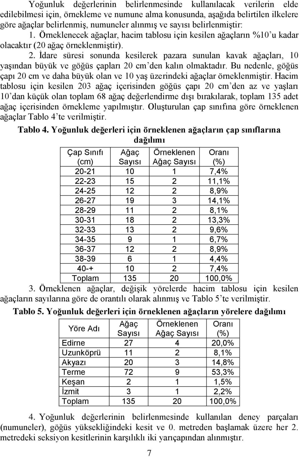 Ġdare süresi sonunda kesilerek pazara sunulan kavak ağaçları, 10 yaģından büyük ve göğüs çapları 20 cm den kalın olmaktadır.