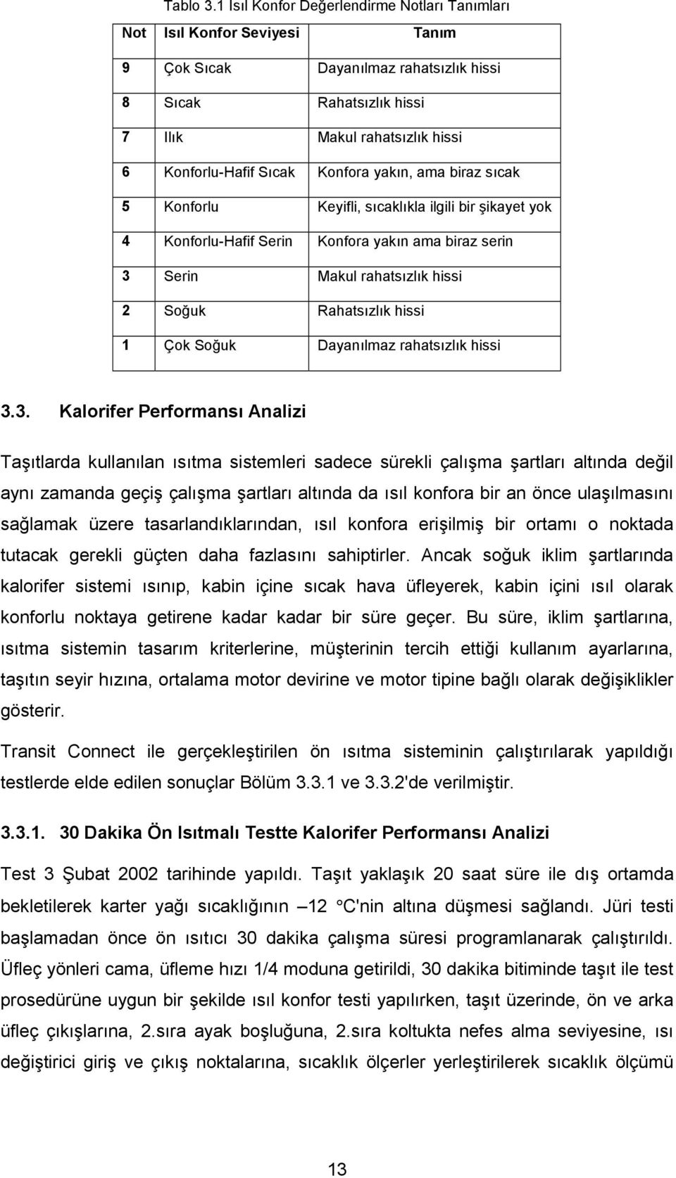 Konfora yakõn, ama biraz sõcak 5 Konforlu Keyifli, sõcaklõkla ilgili bir şikayet yok 4 Konforlu-Hafif Serin Konfora yakõn ama biraz serin 3 Serin Makul rahatsõzlõk hissi 2 Soğuk Rahatsõzlõk hissi 1