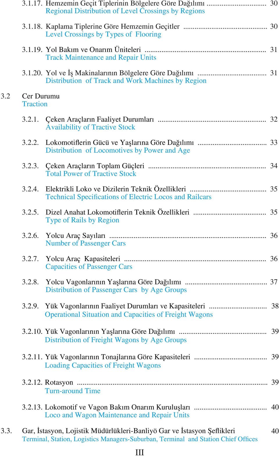 .. Çeken Araçların Faaliyet Durumları... Availability of Tractive Stock... Lokomotiﬂerin Gücü ve Yaşlarına Göre Dağılımı... Distribution of Locomotives by Power and Age.