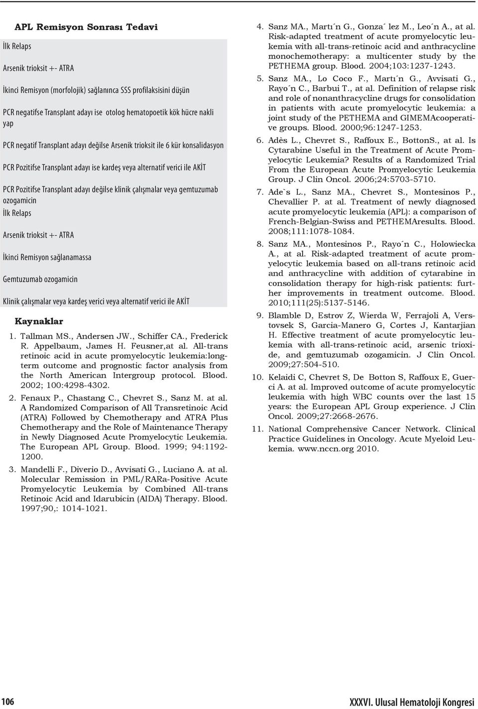 klinik çalışmalar veya gemtuzumab ozogamicin İlk Relaps Arsenik trioksit +- ATRA İkinci Remisyon sağlanamassa Gemtuzumab ozogamicin Klinik çalışmalar veya kardeş verici veya alternatif verici ile