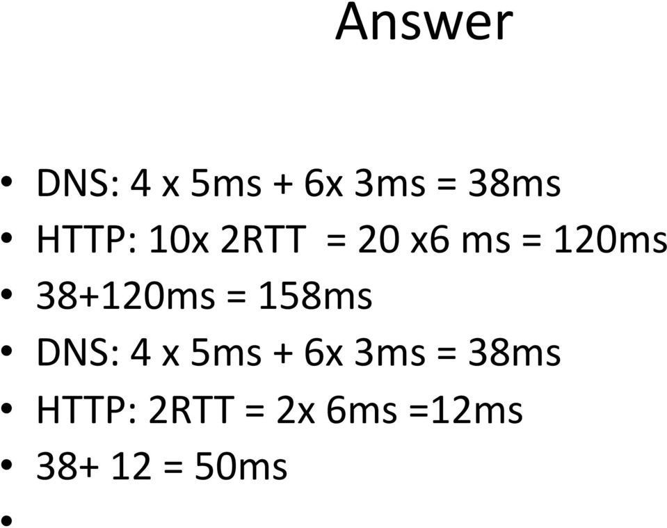 38+120ms = 158ms DNS: 4 x 5ms + 6x 3ms