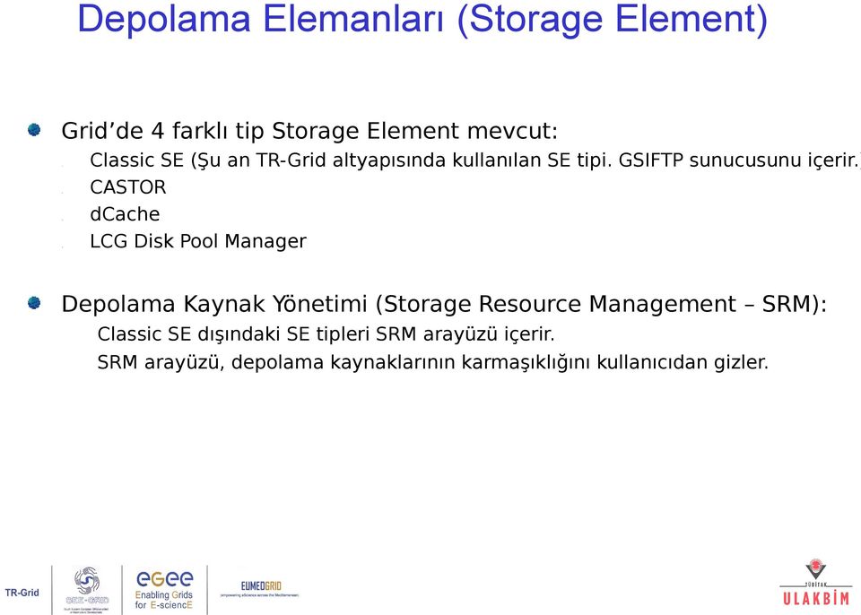 Classic SE (Şu an TR-Grid altyapısında kullanılan SE tipi. GSIFTP sunucusunu içerir.