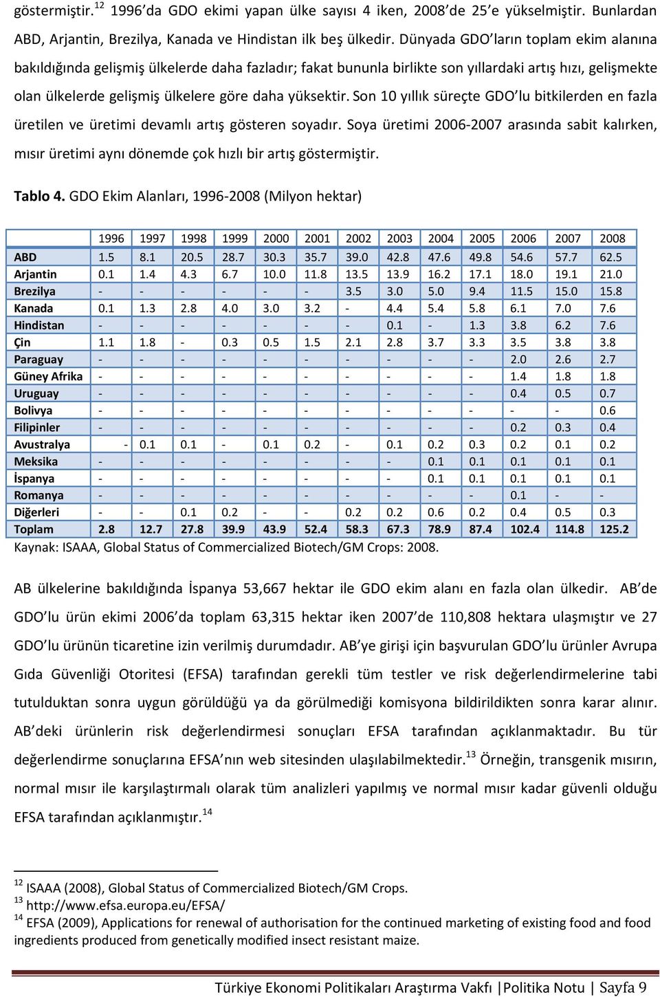 son 10 yıllık süreçte GDO lu bitkilerden en fazla üretilen ve üretimi devamlı artış gösteren soyadır.