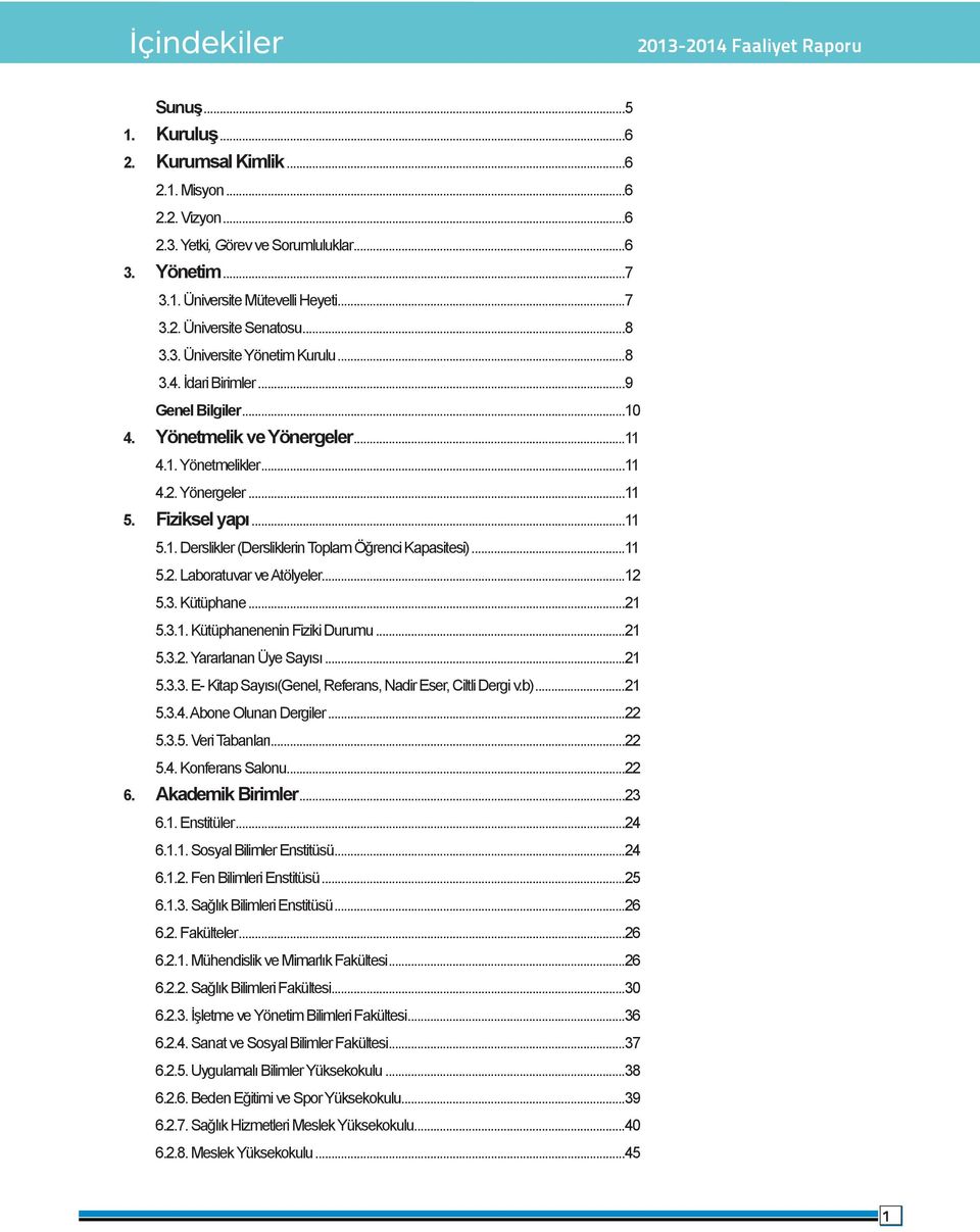 .. 5.. Derslikler (Dersliklerin Toplam Öğrenci si)... 5.2. Laboratuvar ve Atölyeler...2 5.3. Kütüphane...2 5.3.. Kütüphanenenin Fiziki Durumu...2 5.3.2. Yararlanan Üye Sayısı...2 5.3.3. E- Kitap Sayısı(Genel, Referans, Nadir Eser, Ciltli Dergi v.