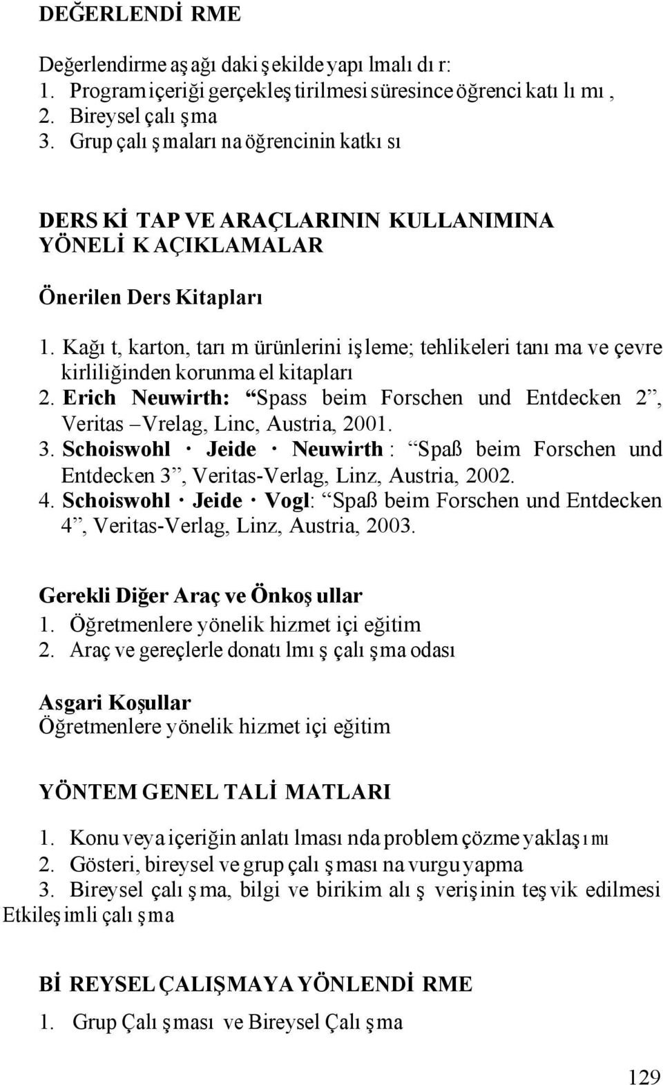 Kağıt, karton, tarım ni işleme; tehlikeleri tanıma ve çevre kirliliğinden korunma el kitapları 2. Erich Neuwirth: Spass beim Forschen und Entdecken 2, Veritas Vrelag, Linc, Austria, 2001. 3.