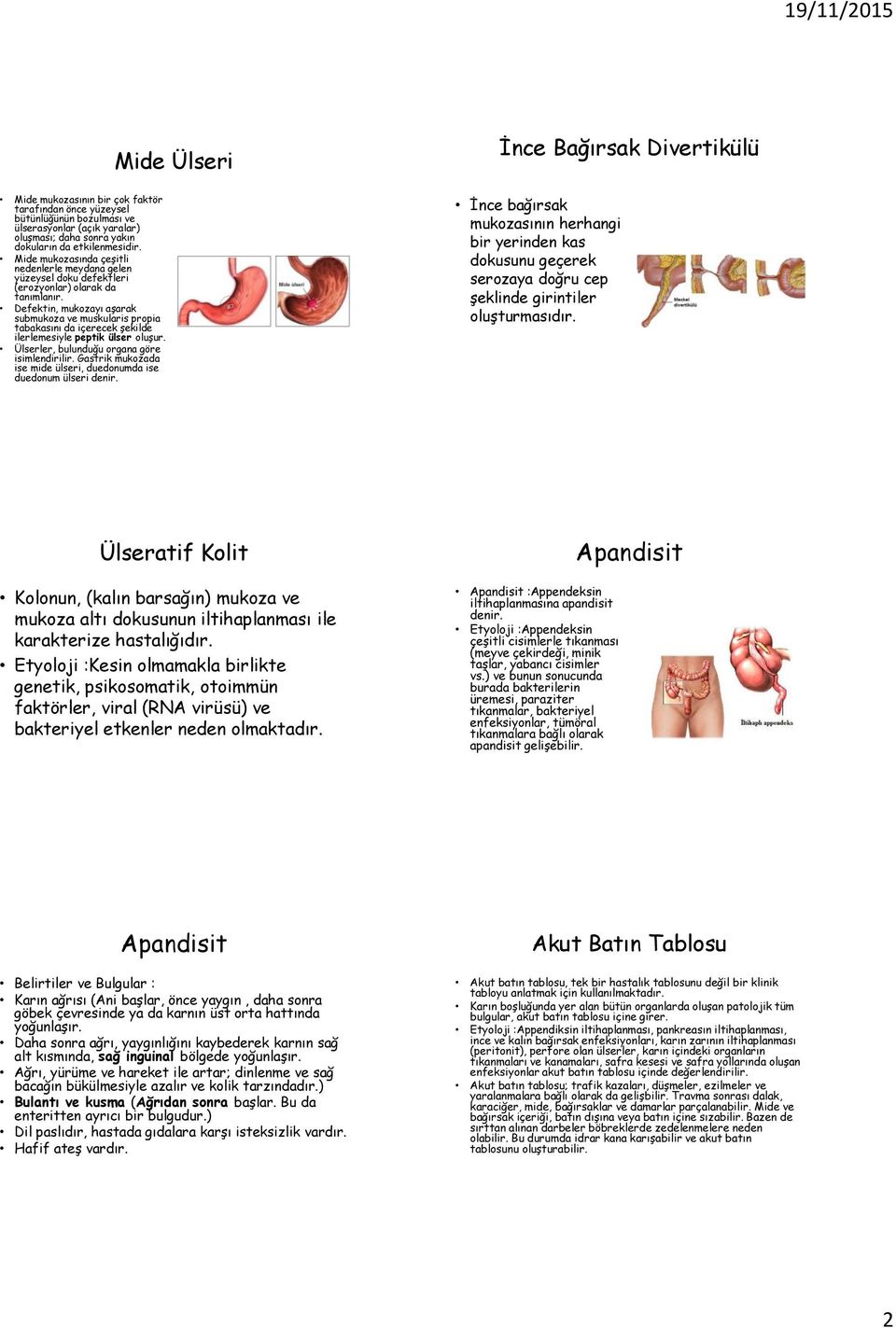 Defektin, mukozayı aşarak submukoza ve muskularis propia tabakasını da içerecek şekilde ilerlemesiyle peptik ülser oluşur. Ülserler, bulunduğu organa göre isimlendirilir.