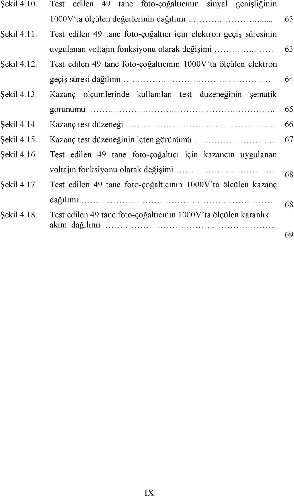 .. 63 Test edilen 49 tane foto-çoğaltıcı için elektron geçiş süresinin uygulanan voltajın fonksiyonu olarak değişimi.