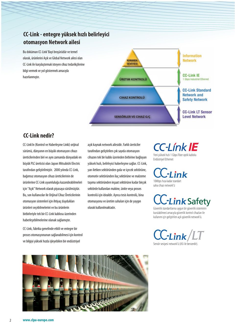 CC-Link in (Kontrol ve Haberleşme Linki) orijinal sürümü, dünyanın en büyük otomasyon cihazı üreticilerinden biri ve aynı zamanda dünyadaki en büyük PLC üreticisi olan Japon Mitsubishi Electric