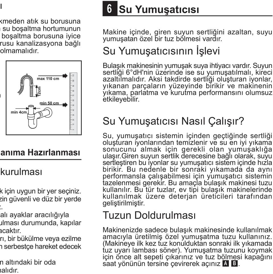 0 0 20 30 0 0 60 70 80 90 00 0 6 Su Yumuþatýcýsý Makie içide, gire suyu sertliðii azalta, suyu yumuþata özel bir tuz bölmesi vardýr.