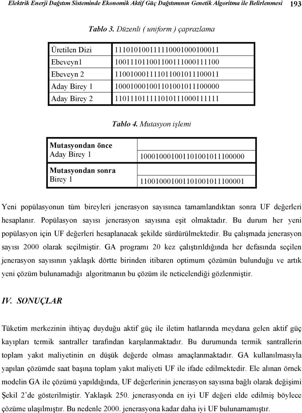 bireyleri jenerasyon sayısınca tamamlandıktan sonra UF değerleri hesaplanır Popülasyon sayısı jenerasyon sayısına eşit olmaktadır Bu durum her yeni popülasyon için UF değerleri hesaplanacak şekilde