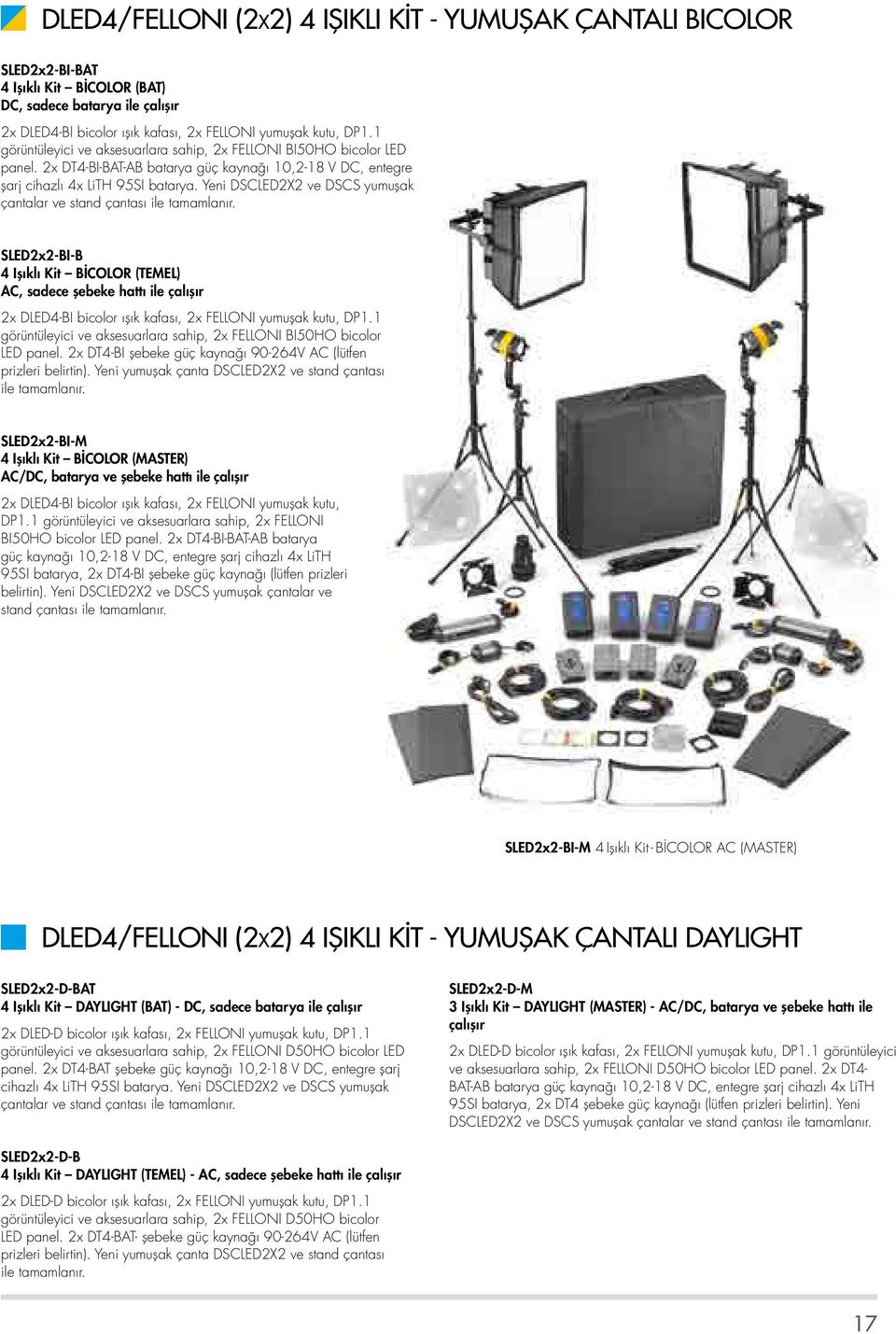 Yeni DSCLED2X2 ve DSCS yumuşak çantalar ve stand çantası ile tamamlanır.