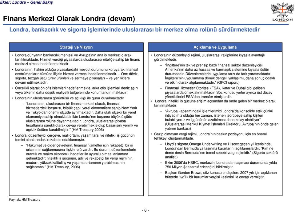 Londra nın, hakim olduğu piyasalardaki mevcut durumunu koruyarak finansal enstrümanların tümüne ilişkin hizmet vermesi hedeflenmektedir.