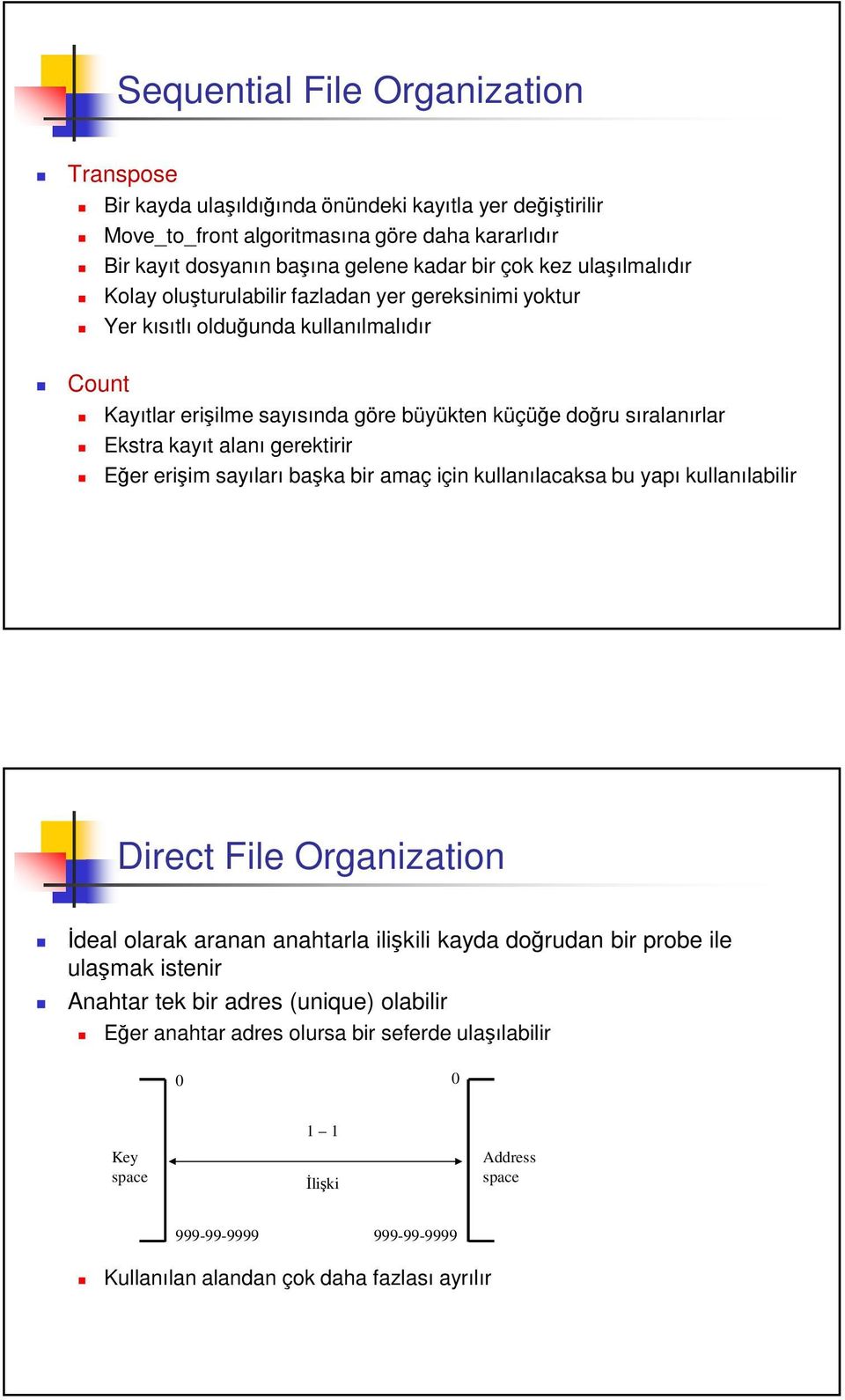 Ekstra kayıt alanı gerektirir Eer eriim sayıları baka bir amaç için kullanılacaksa bu yapı kullanılabilir deal olarak aranan anahtarla ilikili kayda dorudan bir probe ile ulamak istenir