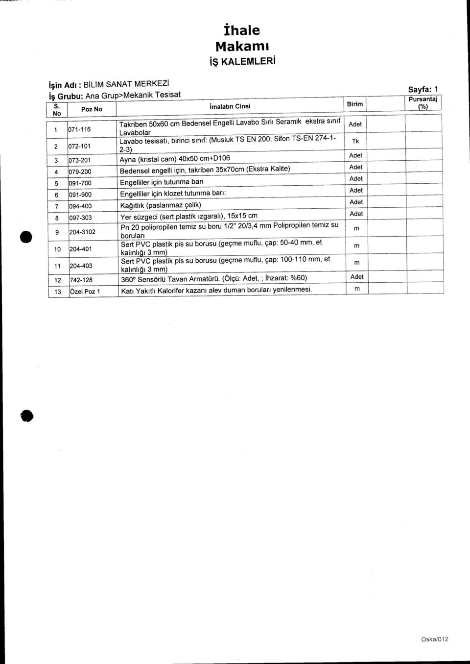 (ölç_ü_:a_d_e_t,;_h_za r_a_t:_o/ı_o6_0) +-A_d_et 13 Özel Poz 1 Katı Yakıtlı Kalorfer kazanı alev duman boruları yenlenmes. m J Sayfa: 1 Brmı-----ıı"p=-ur(:.