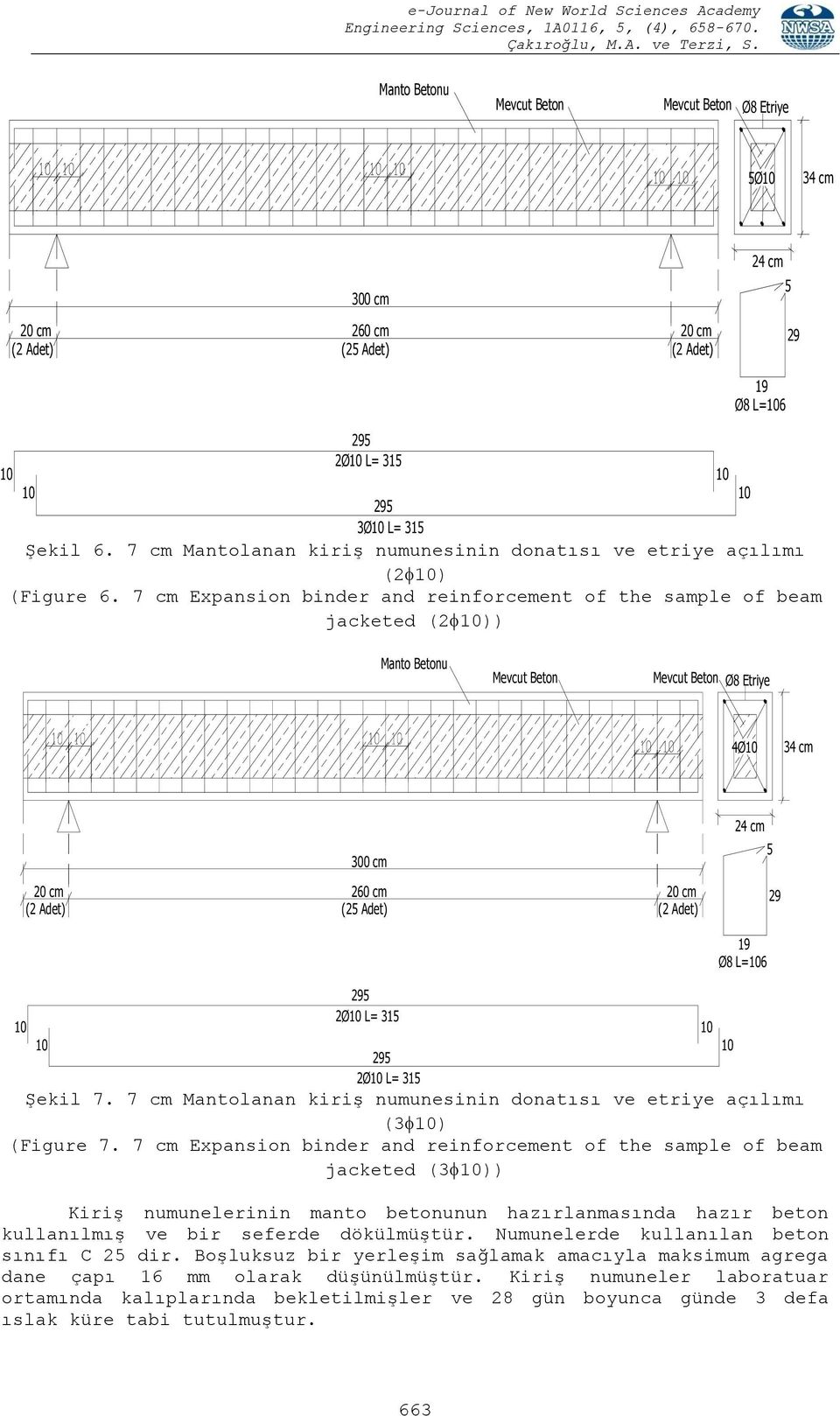 7 cm Mantolanan kiriģ numunesinin donatısı ve etriye açılımı (3 ) (Figure 7.