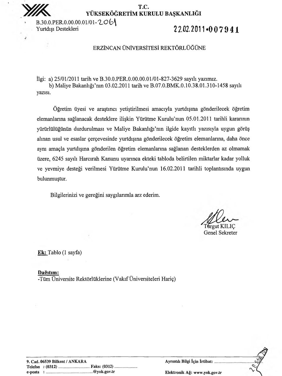 Öğretim üyesi ve araştırıcı yetiştirilmesi amacıyla yurtdışına gönderilecek öğretim elemanlarına sağlanacak desteklere ilişkin Yürütme Kurulu nun 05.01.