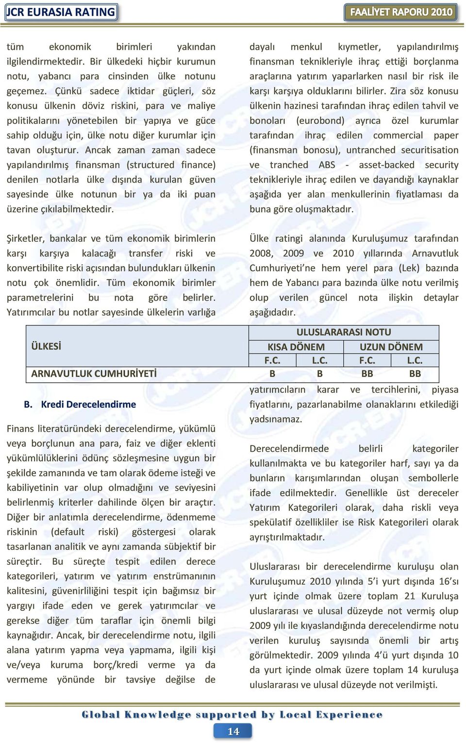 Ancak zaman zaman sadece yapılandırılmış finansman (structured finance) denilen notlarla ülke dışında kurulan güven sayesinde ülke notunun bir ya da iki puan üzerine çıkılabilmektedir.