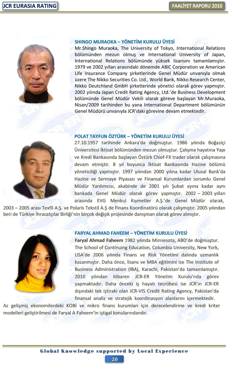 1979 ve 2002 yılları arasındaki dönemde ABIC Corporation ve American Life Insurance Company şirketlerinde Genel Müdür unvanıyla olmak üzere The Nikko Securities Co. Ltd.