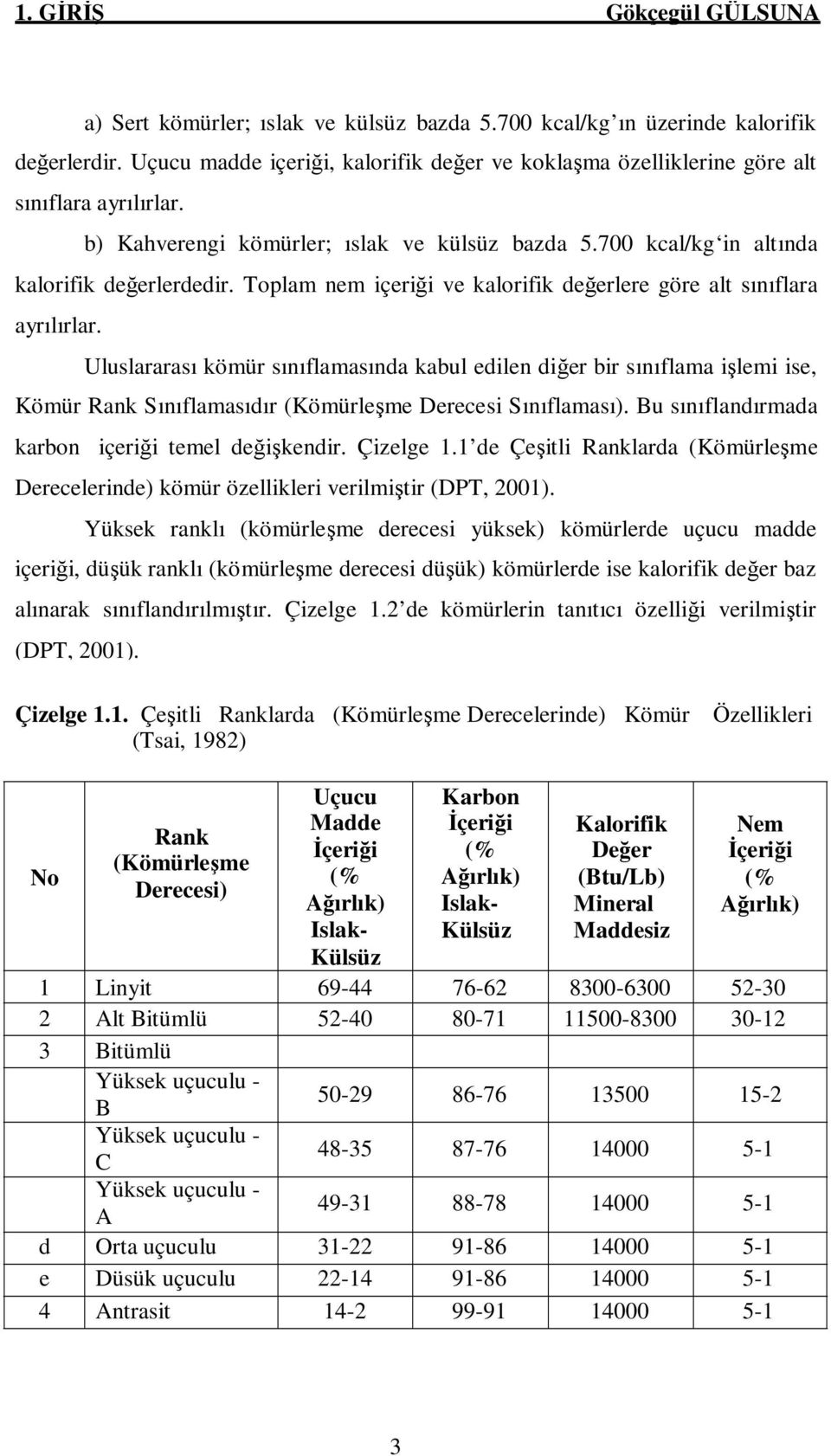 Toplam nem içeriği ve kalorifik değerlere göre alt sınıflara ayrılırlar.