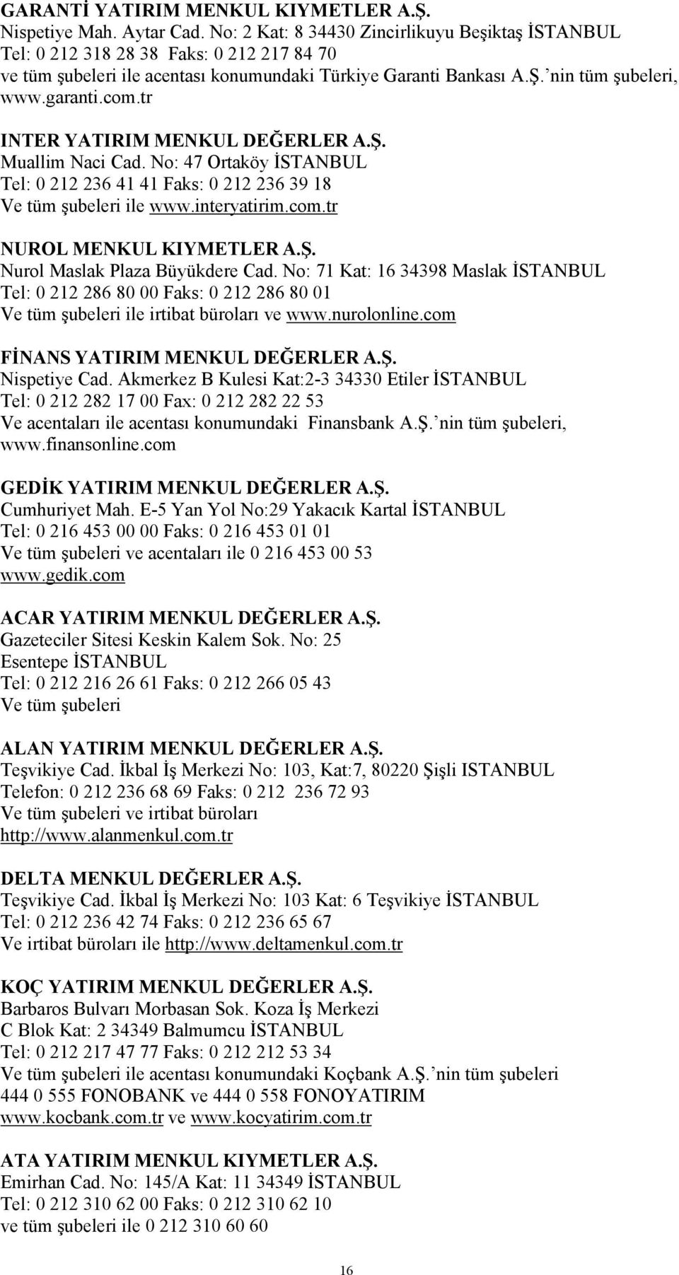 tr INTER YATIRIM MENKUL DEĞERLER A.Ş. Muallim Naci Cad. No: 47 Ortaköy İSTANBUL Tel: 0 212 236 41 41 Faks: 0 212 236 39 18 Ve tüm şubeleri ile www.interyatirim.com.tr NUROL MENKUL KIYMETLER A.Ş. Nurol Maslak Plaza Büyükdere Cad.