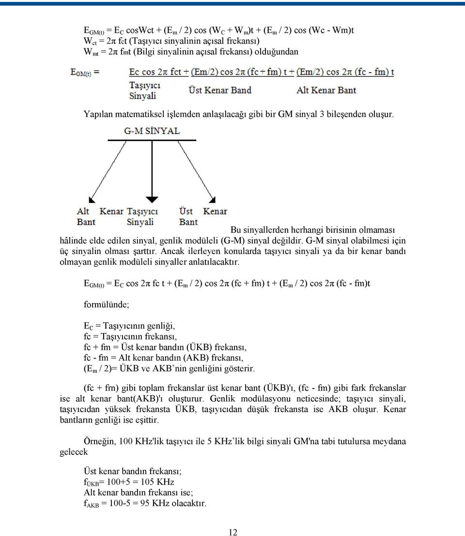 G-M sinyal olabilmesi için üç sinyalin olması şarttır. Ancak ilerleyen konularda taşıyıcı sinyali ya da bir kenar bandı olmayan genlik modüleli sinyaller anlatılacaktır.