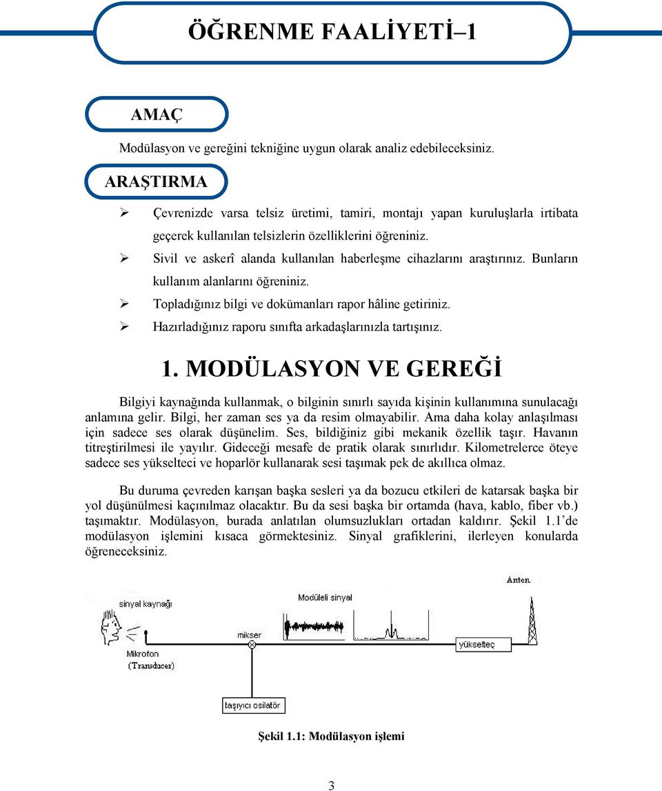 Sivil ve askerî alanda kullanılan haberleşme cihazlarını araştırınız. Bunların kullanım alanlarını öğreniniz. Topladığınız bilgi ve dokümanları rapor hâline getiriniz.