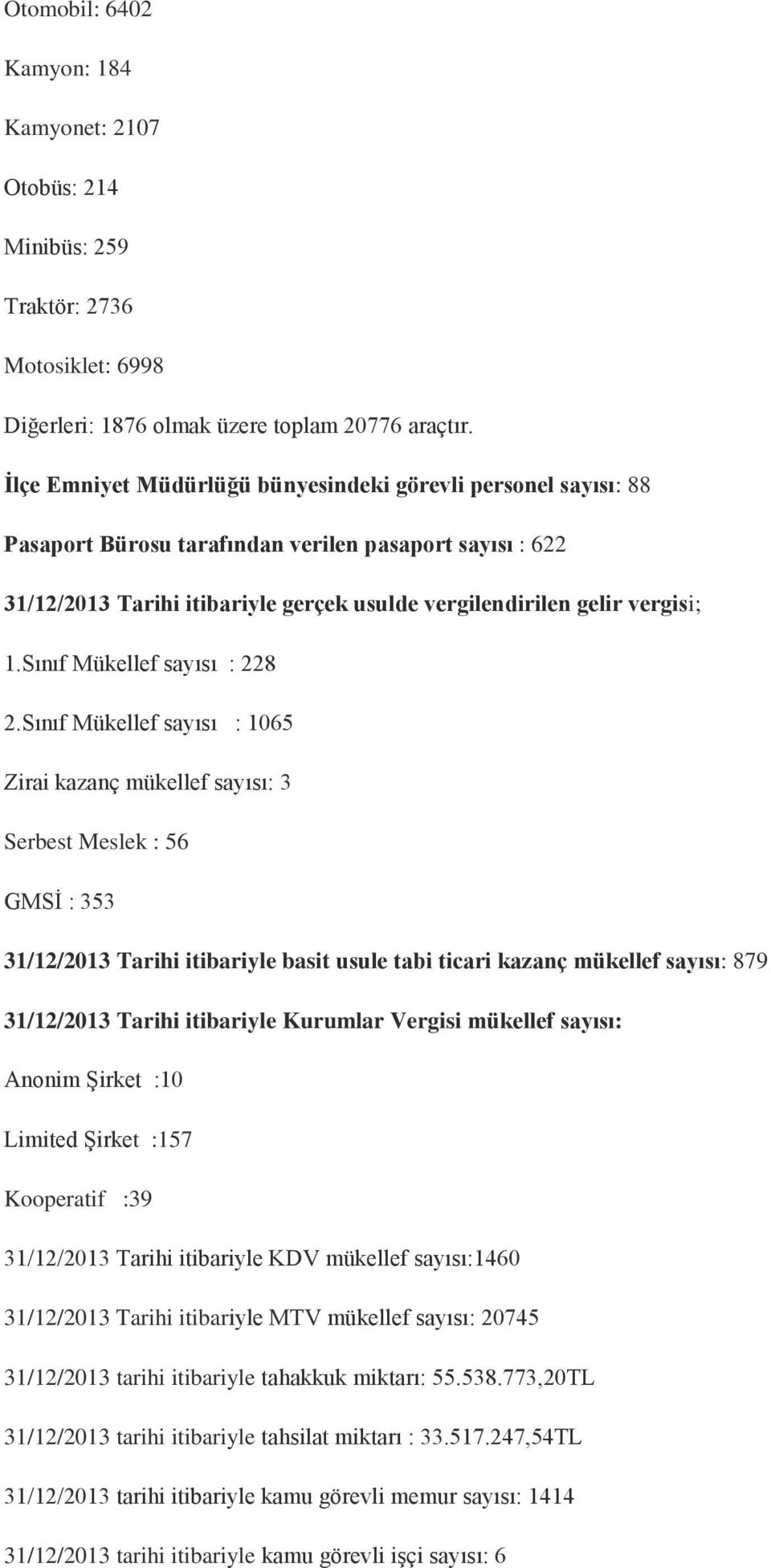 Sınıf Mükellef sayısı : 228 2.