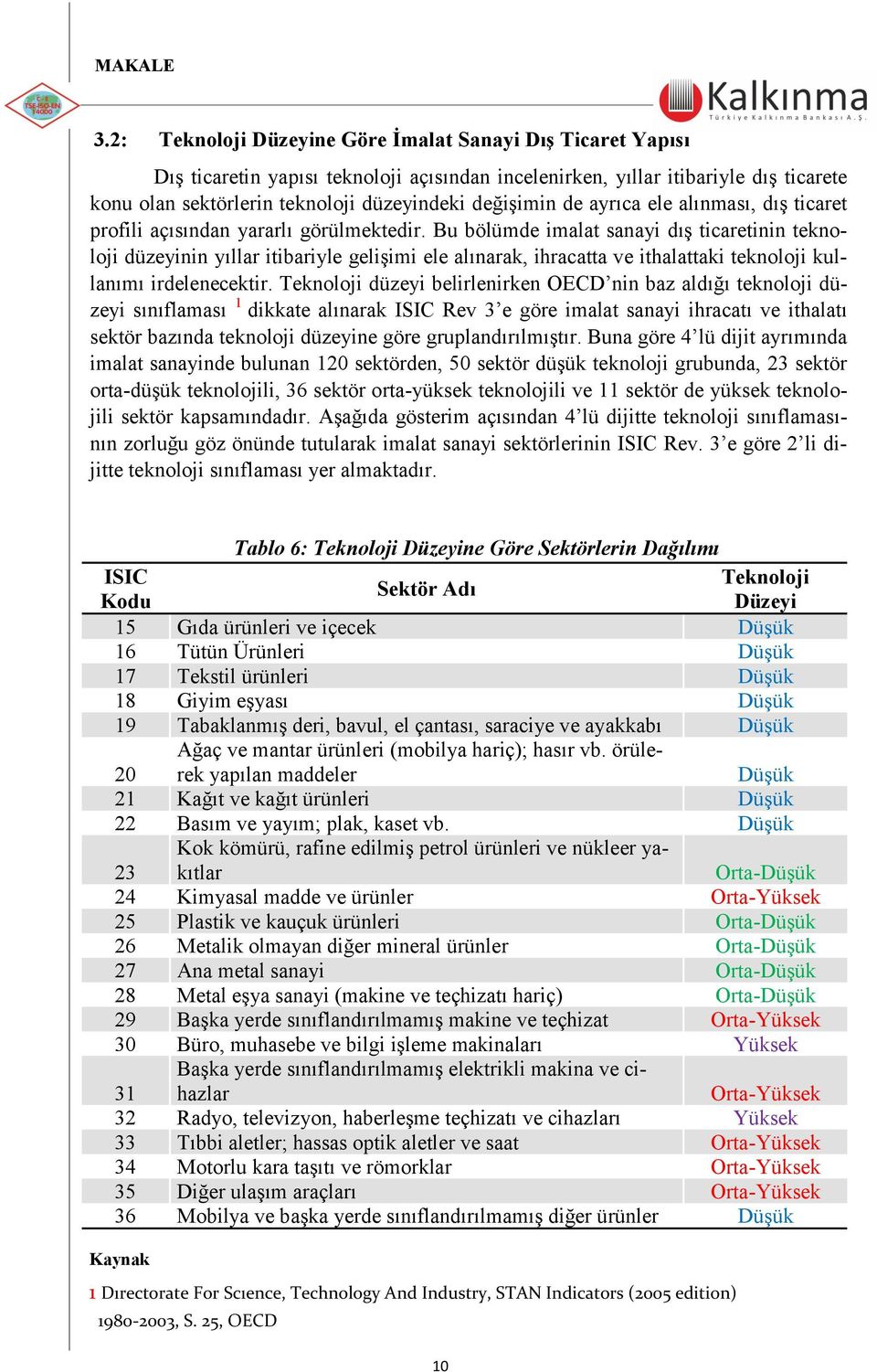 Bu bölümde imalat sanayi dıģ ticaretinin teknoloji düzeyinin yıllar itibariyle geliģimi ele alınarak, ihracatta ve ithalattaki teknoloji kullanımı irdelenecektir.