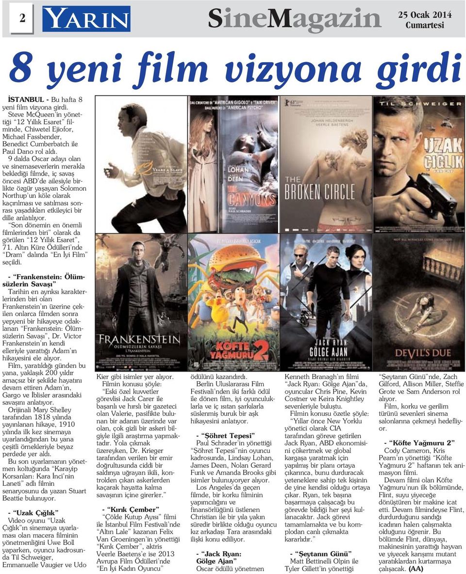 9 dalda Oscar aday olan ve sinemaseverlerin merakla bekledi i filmde, iç savafl öncesi ABD de ailesiyle birlikte özgür yaflayan Solomon Northup un köle olarak kaç r lmas ve sat lmas sonras yaflad