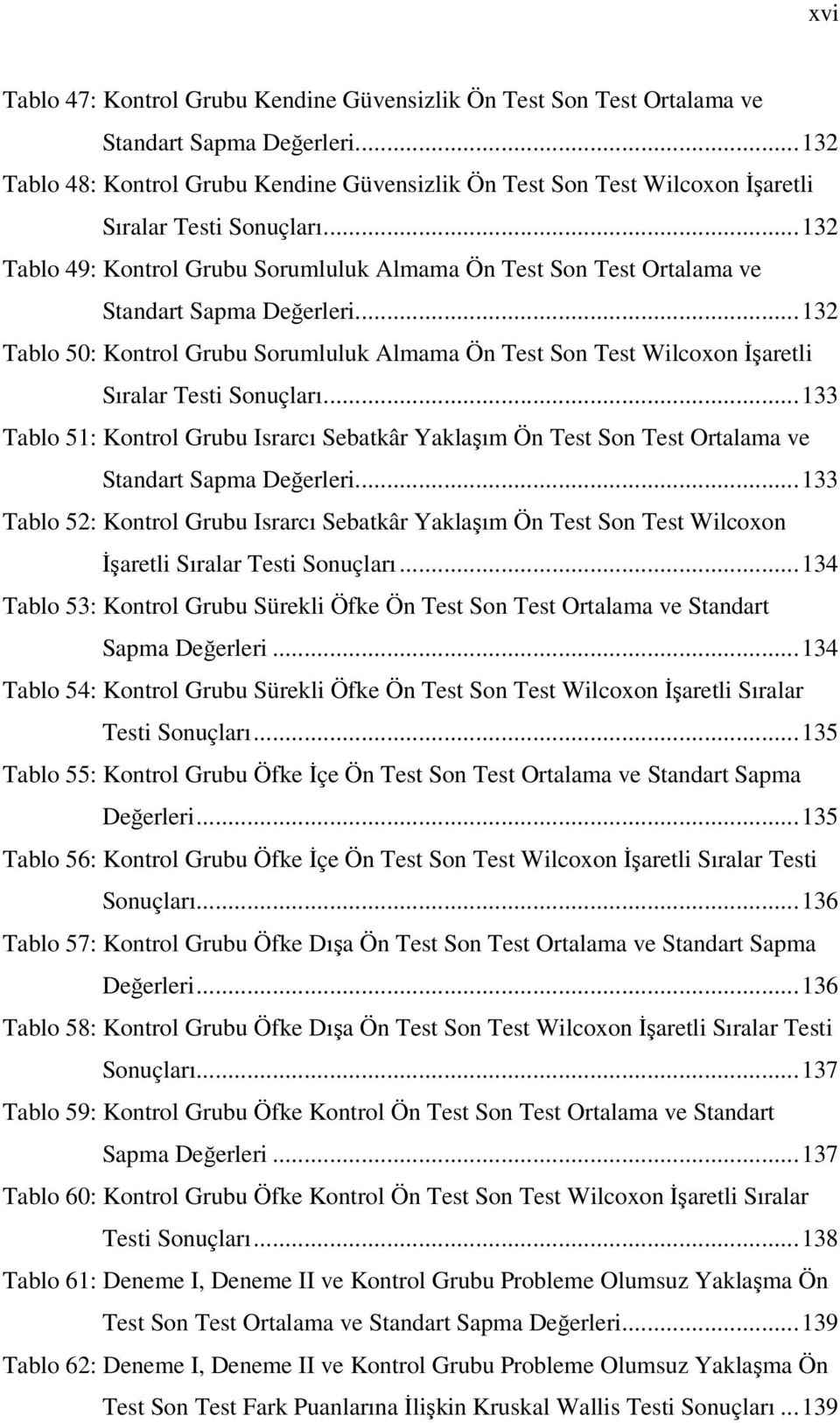 ..132 Tablo 49: Kontrol Grubu Sorumluluk Almama Ön Test Son Test Ortalama ve Standart Sapma Değerleri.