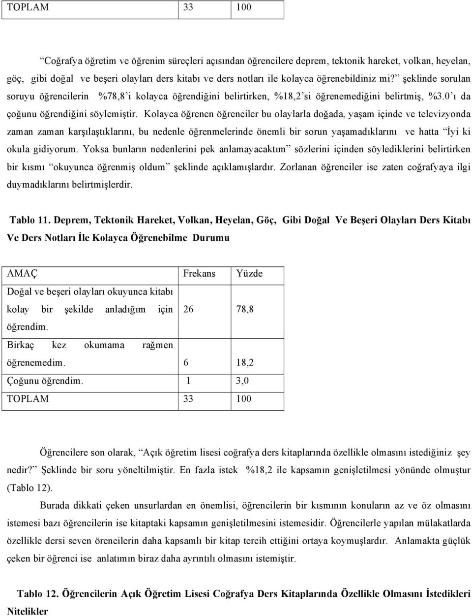 Kolayca öğrenen öğrenciler bu olaylarla doğada, yaşam içinde ve televizyonda zaman zaman karşılaştıklarını, bu nedenle öğrenmelerinde önemli bir sorun yaşamadıklarını ve hatta İyi ki okula gidiyorum.