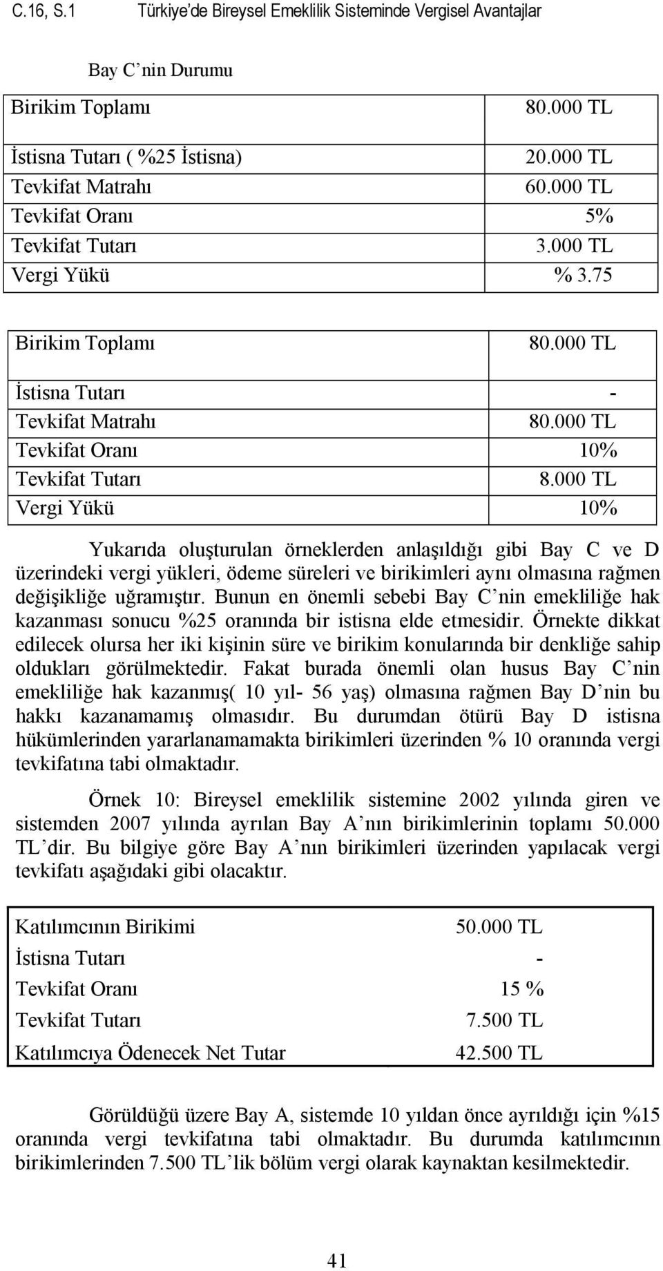 000 TL Vergi Yükü 10% Yukarıda oluşturulan örneklerden anlaşıldığı gibi Bay C ve D üzerindeki vergi yükleri, ödeme süreleri ve birikimleri aynı olmasına rağmen değişikliğe uğramıştır.