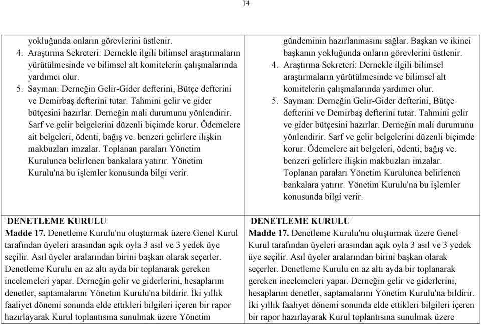 Sarf ve gelir belgelerini düzenli biçimde korur. Ödemelere ait belgeleri, ödenti, bağış ve. benzeri gelirlere ilişkin makbuzları imzalar.