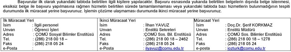 hizmetlerin bulunmadığının tespiti durumunda ilk müracaat yerine başvurunuz. İşlemin çözüme ulaşmaması durumunda ikinci müracaat yerine başvurunuz.