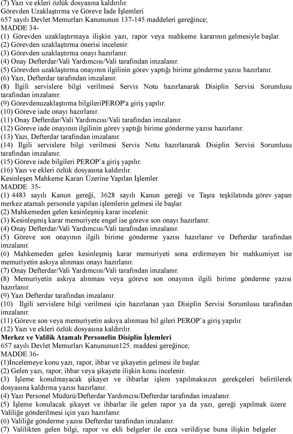 (3) Görevden uzaklaştırma onayı hazırlanır. (4) Onay Defterdar/Vali Yardımcısı/Vali tarafından imzalanır. (5) Görevden uzaklaştırma onayının ilgilinin görev yaptığı birime gönderme yazısı hazırlanır.